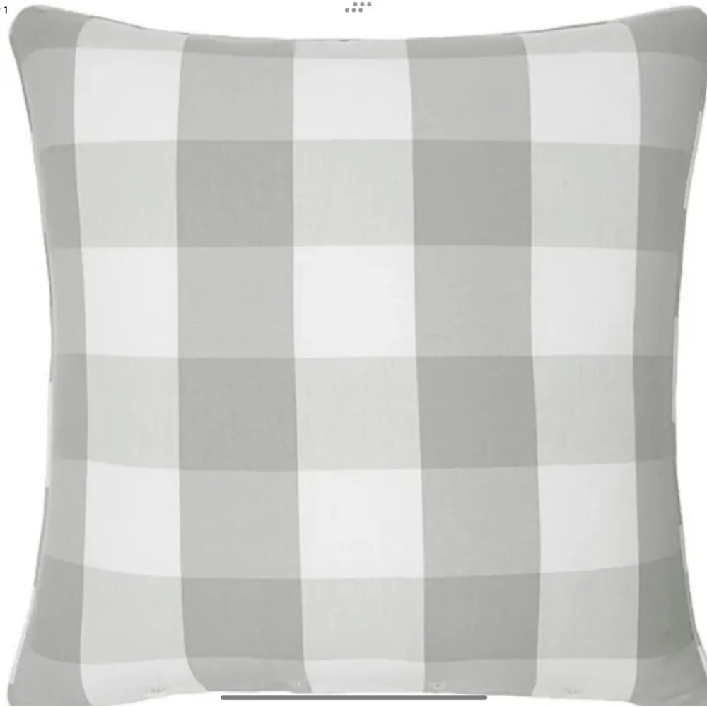 Rose Tree Euro Sham 26”x26” Julianne 
Gray Buffalo Plaid Farmhouse Style 
New
